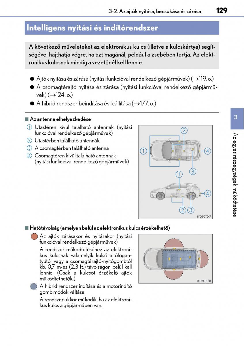 Lexus CT200h Kezelesi utmutato / page 129