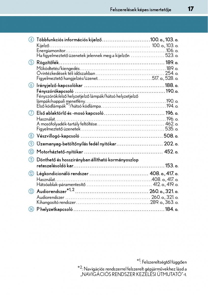 Lexus CT200h Kezelesi utmutato / page 17