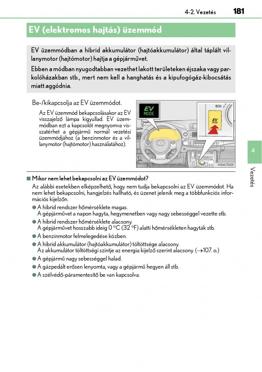 Lexus CT200h Kezelesi utmutato / page 181