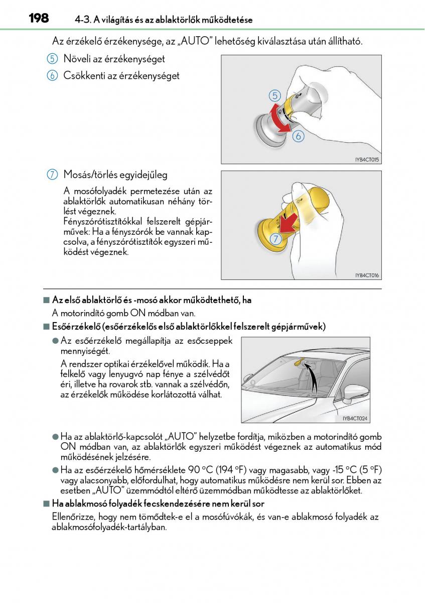 Lexus CT200h Kezelesi utmutato / page 198