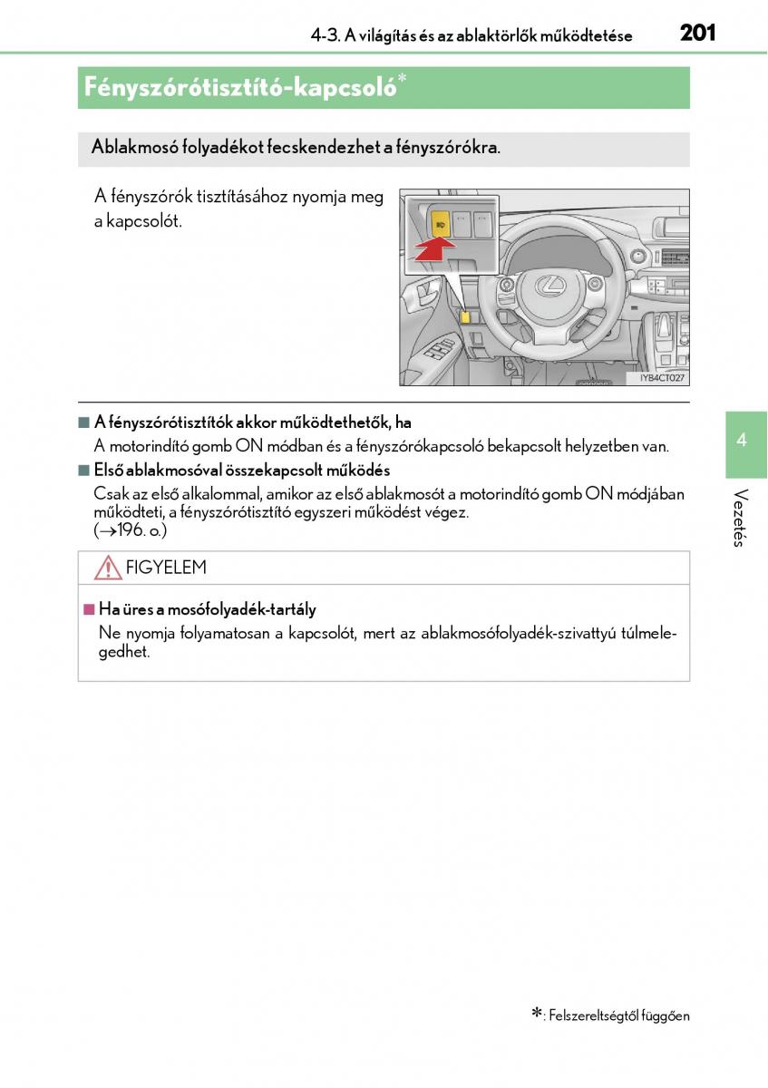 Lexus CT200h Kezelesi utmutato / page 201