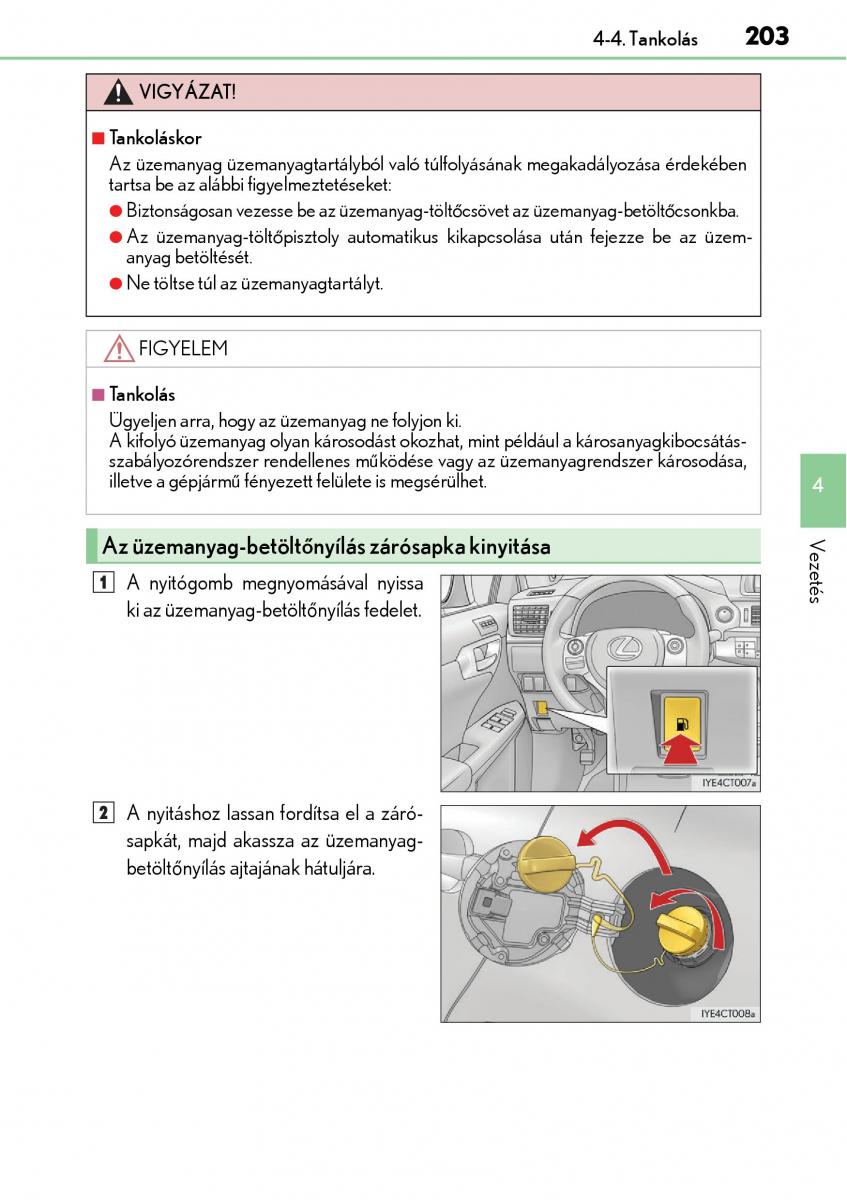 Lexus CT200h Kezelesi utmutato / page 203