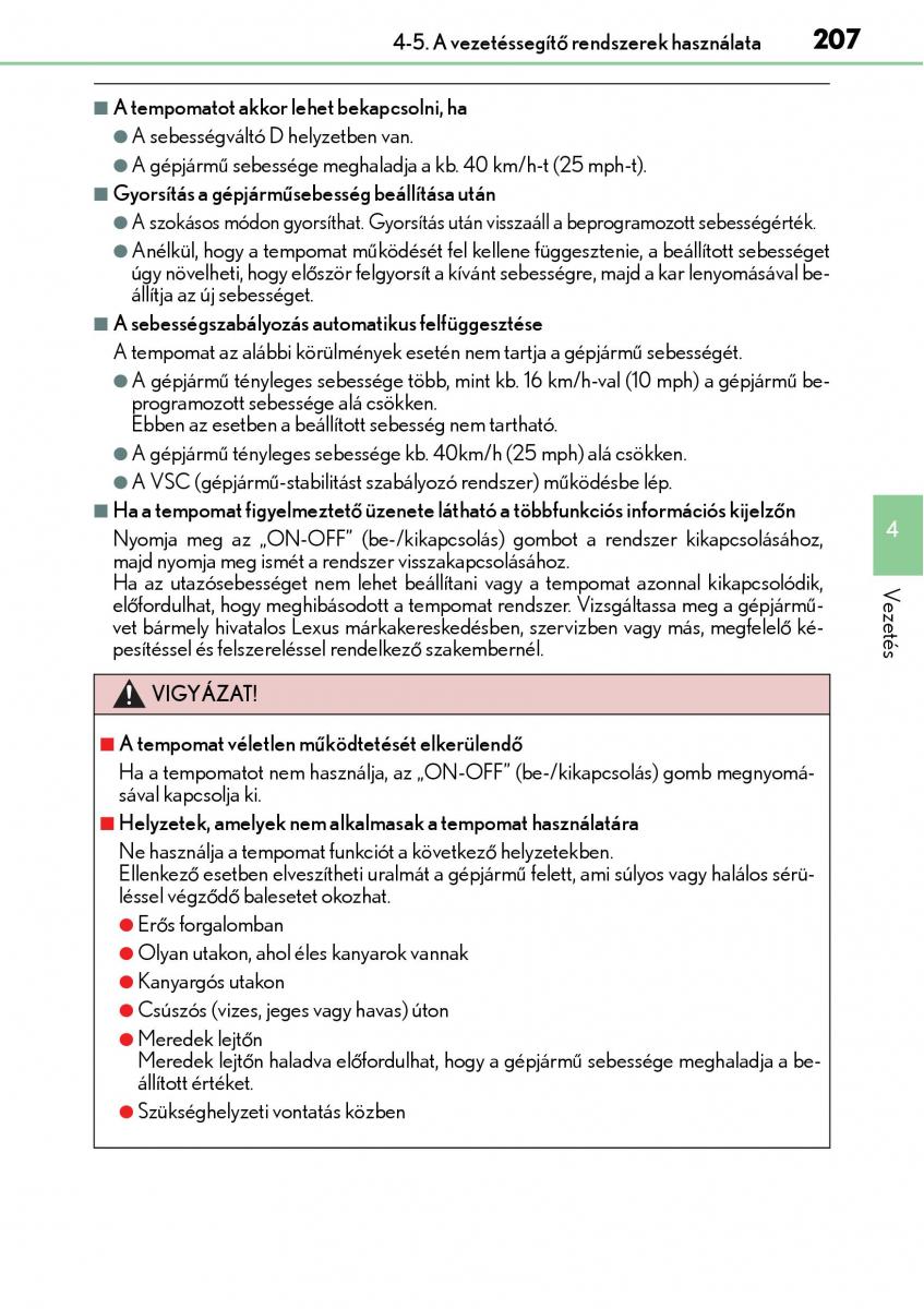 Lexus CT200h Kezelesi utmutato / page 207