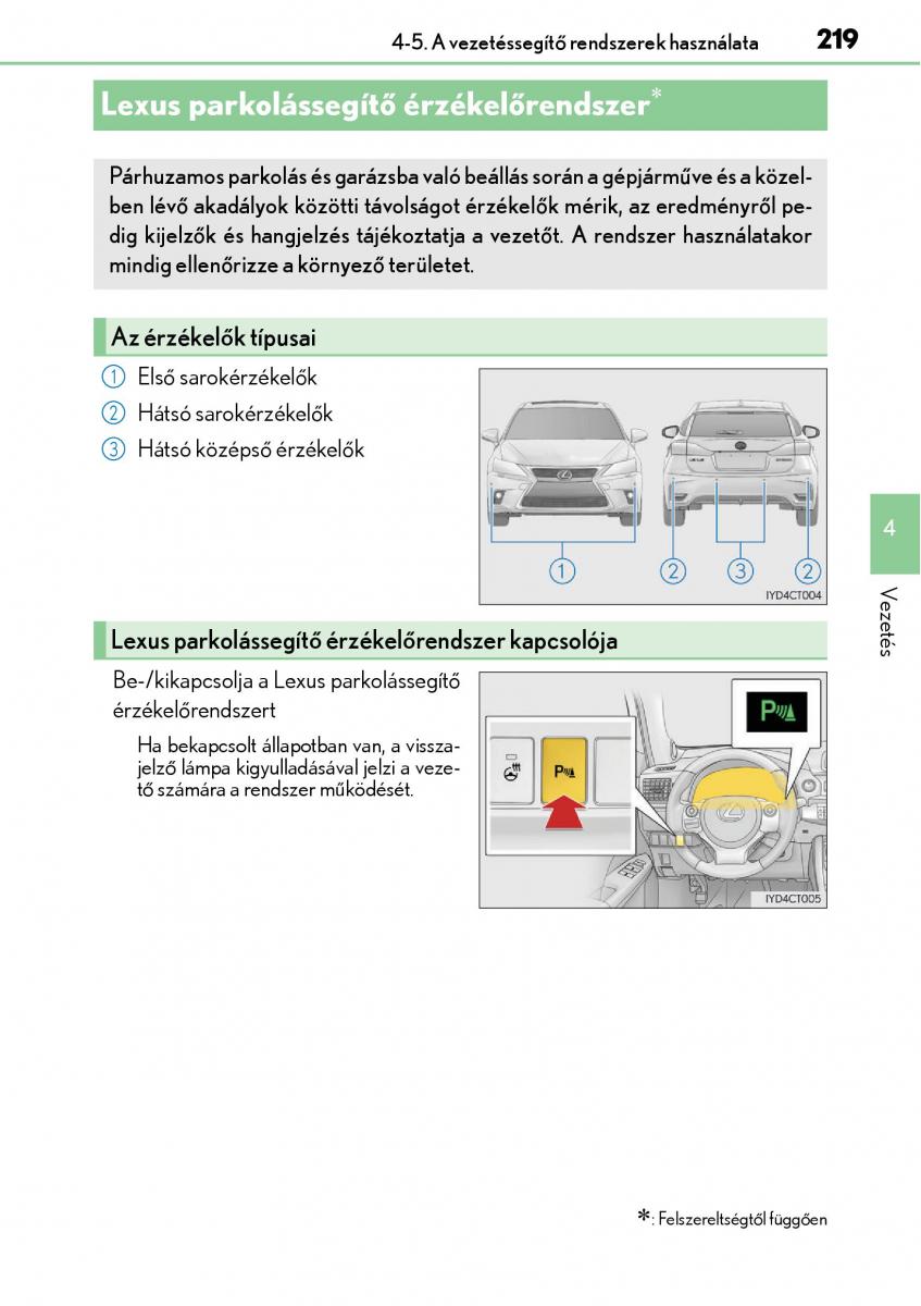 Lexus CT200h Kezelesi utmutato / page 219