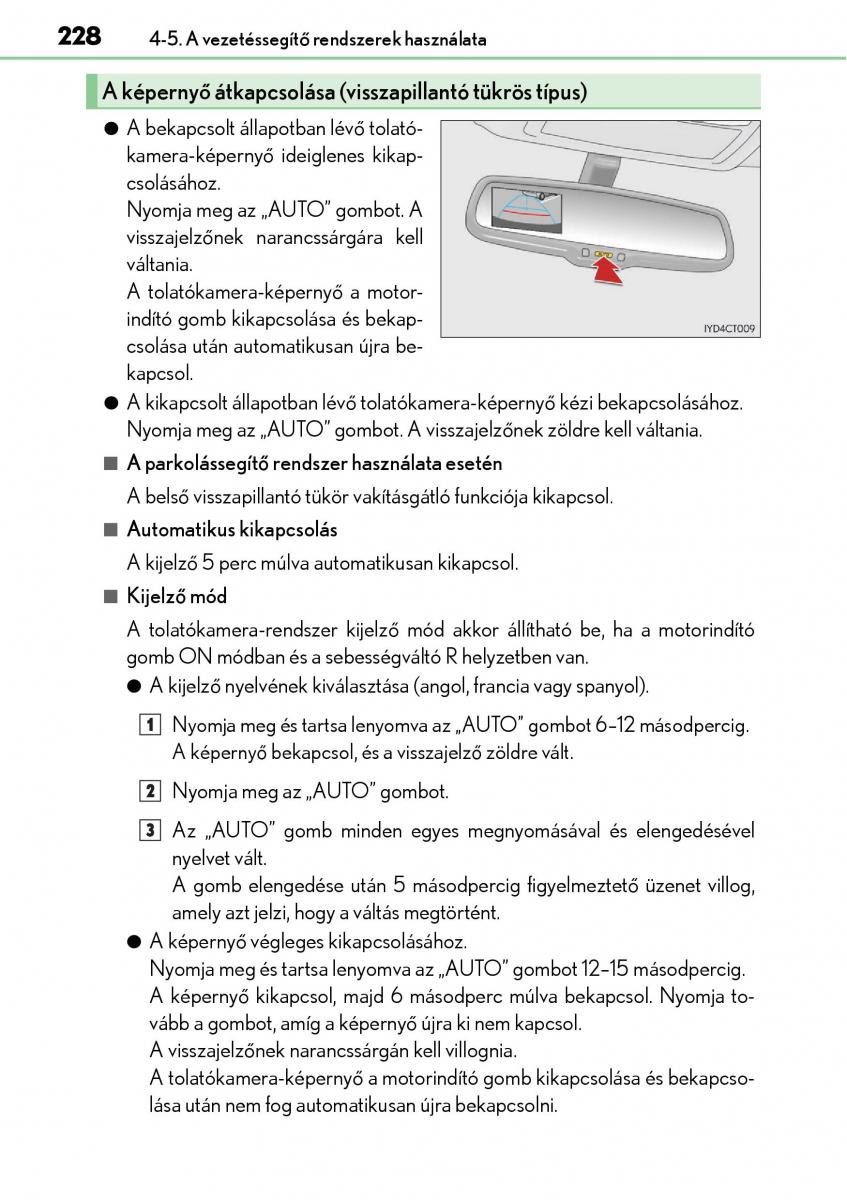 Lexus CT200h Kezelesi utmutato / page 228