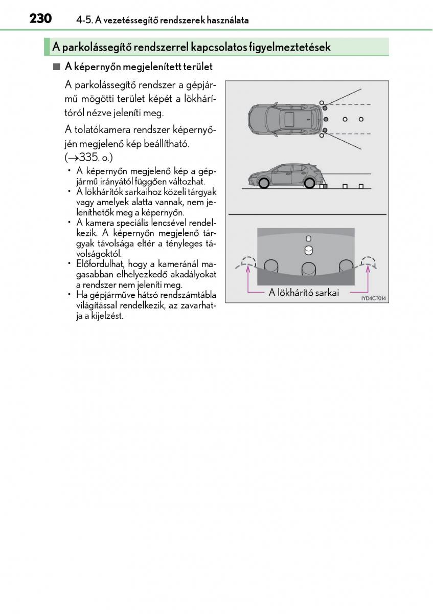 Lexus CT200h Kezelesi utmutato / page 230