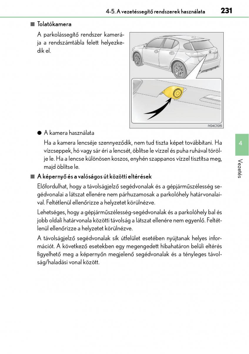 Lexus CT200h Kezelesi utmutato / page 231