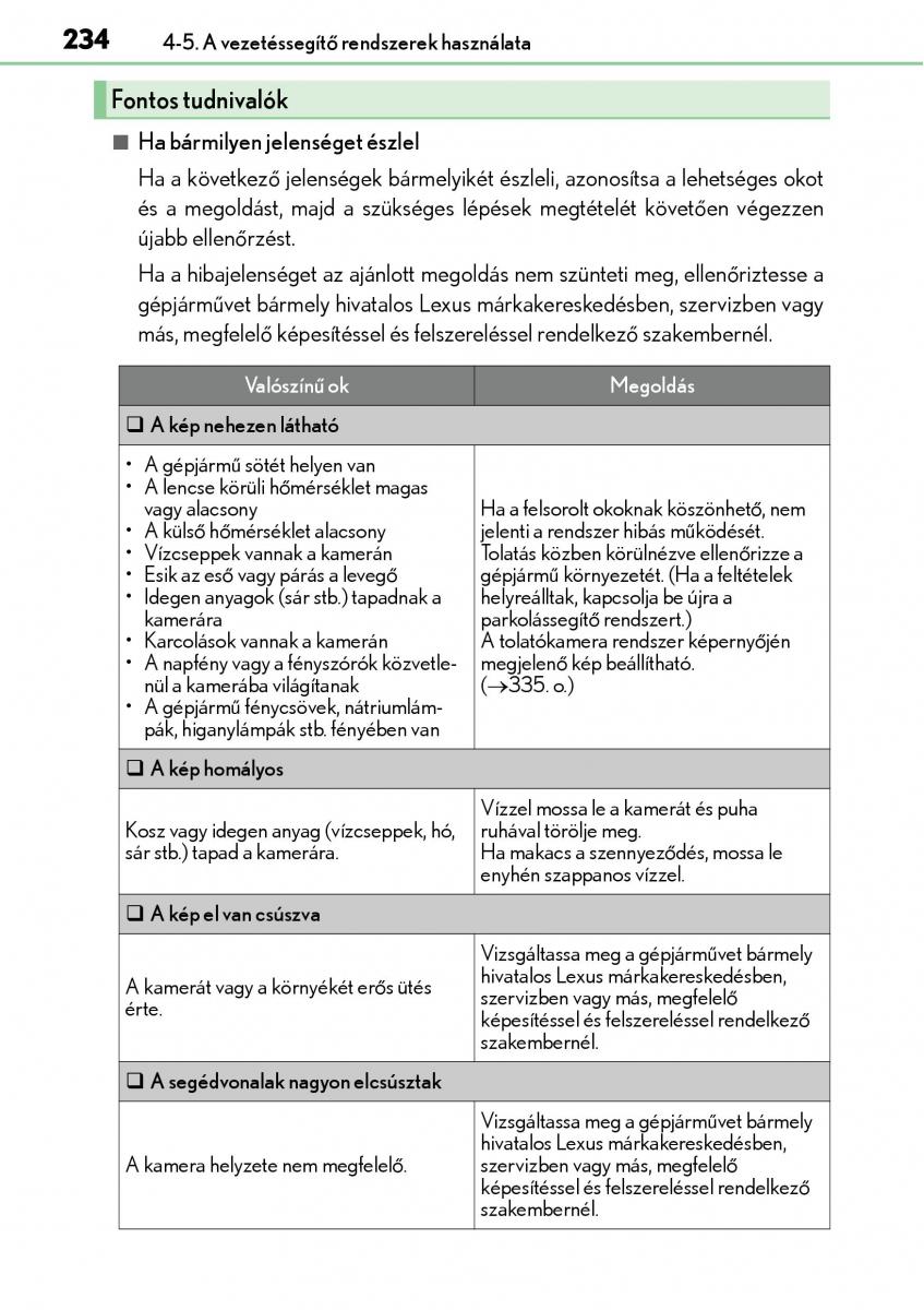 Lexus CT200h Kezelesi utmutato / page 234