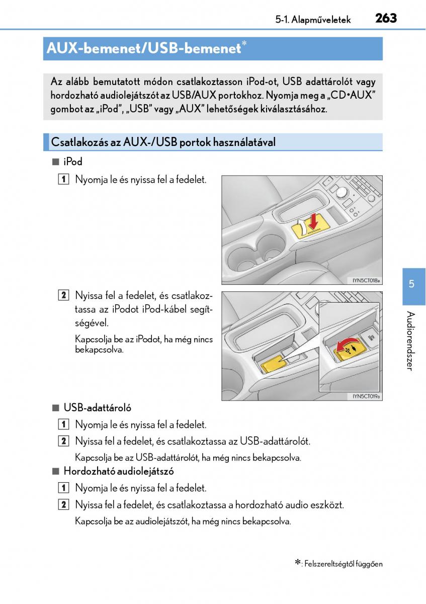 Lexus CT200h Kezelesi utmutato / page 263