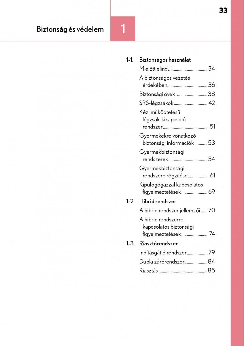 Lexus CT200h Kezelesi utmutato / page 33