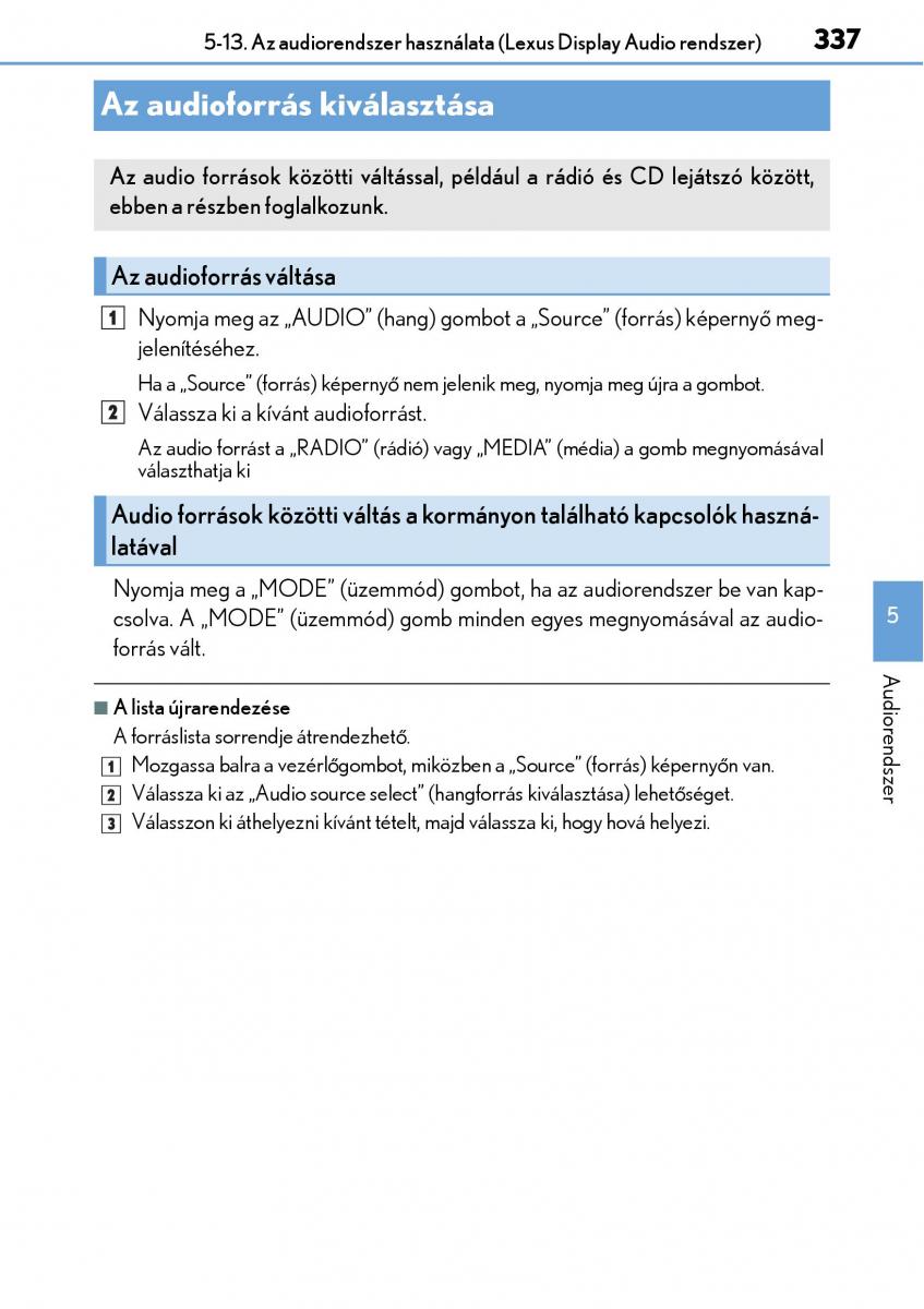 Lexus CT200h Kezelesi utmutato / page 337