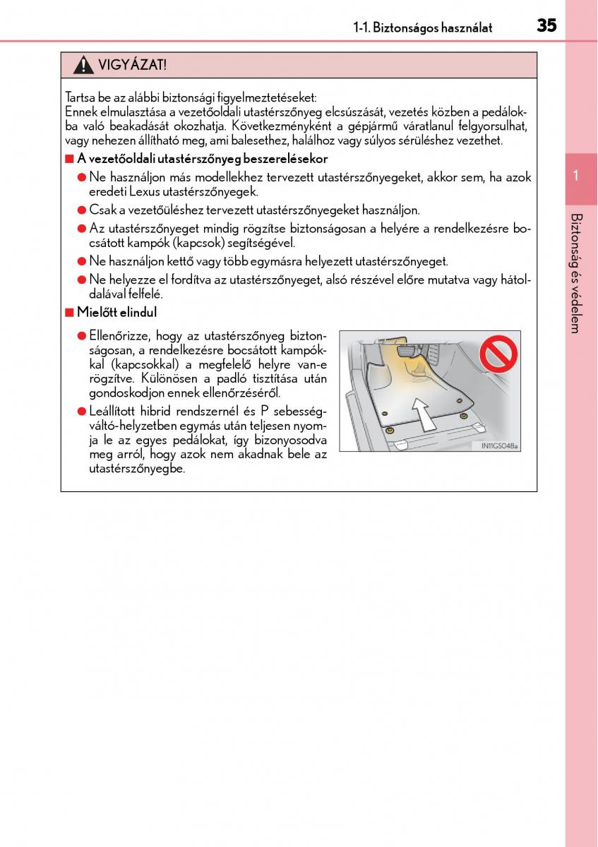 Lexus CT200h Kezelesi utmutato / page 35
