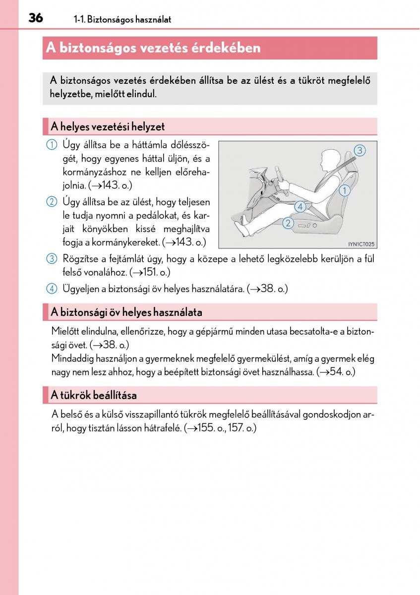 Lexus CT200h Kezelesi utmutato / page 36