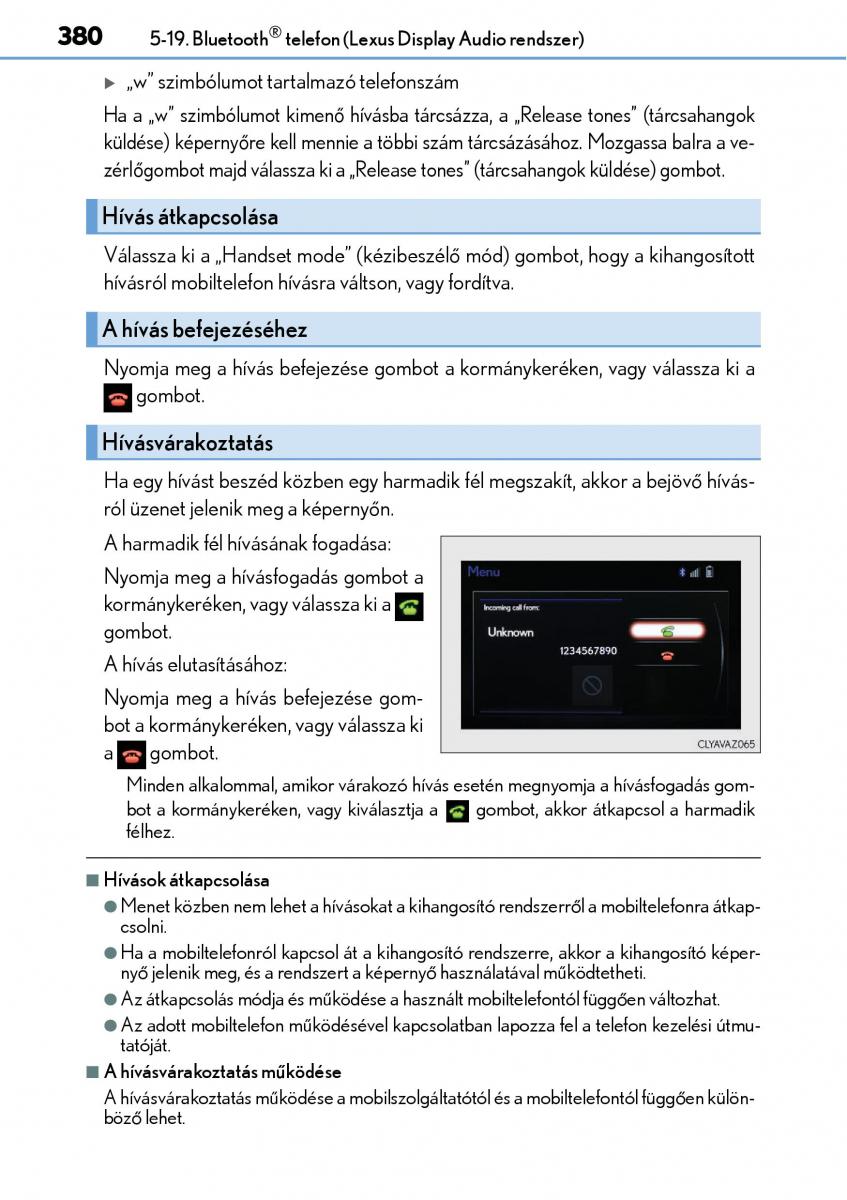 Lexus CT200h Kezelesi utmutato / page 380