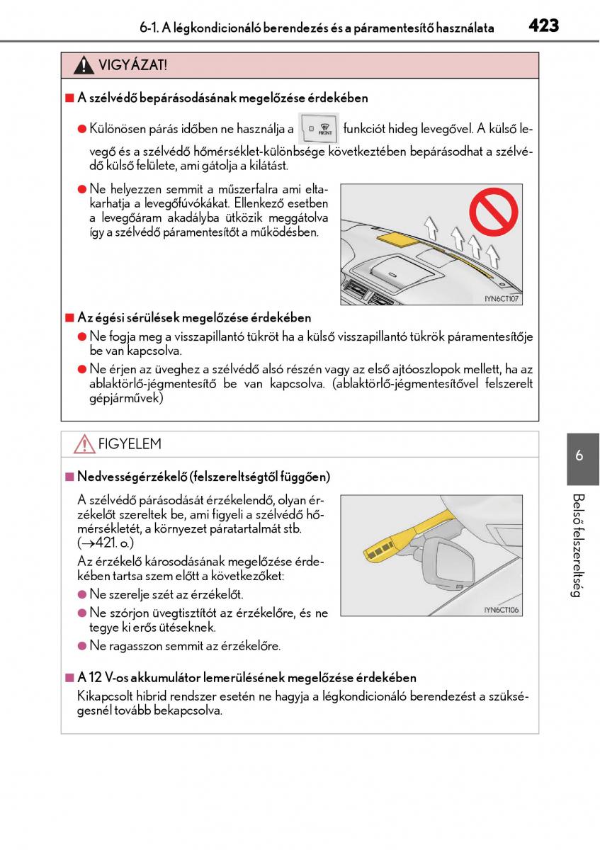 Lexus CT200h Kezelesi utmutato / page 423