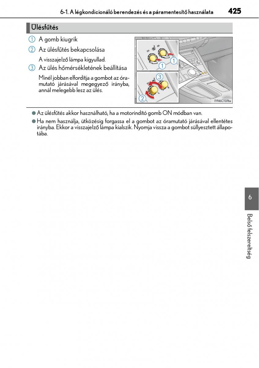 Lexus CT200h Kezelesi utmutato / page 425