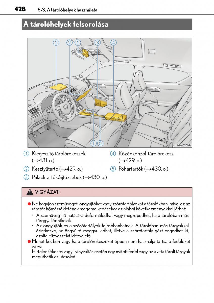 Lexus CT200h Kezelesi utmutato / page 428