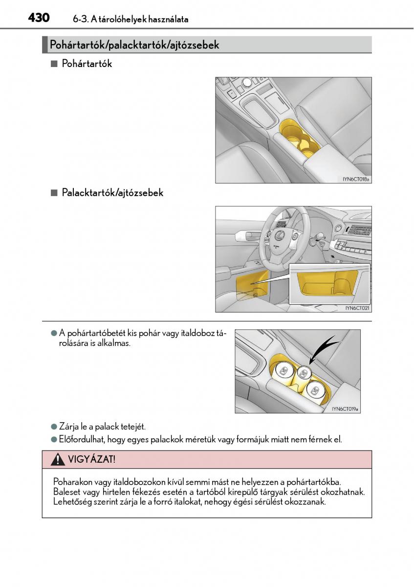 Lexus CT200h Kezelesi utmutato / page 430