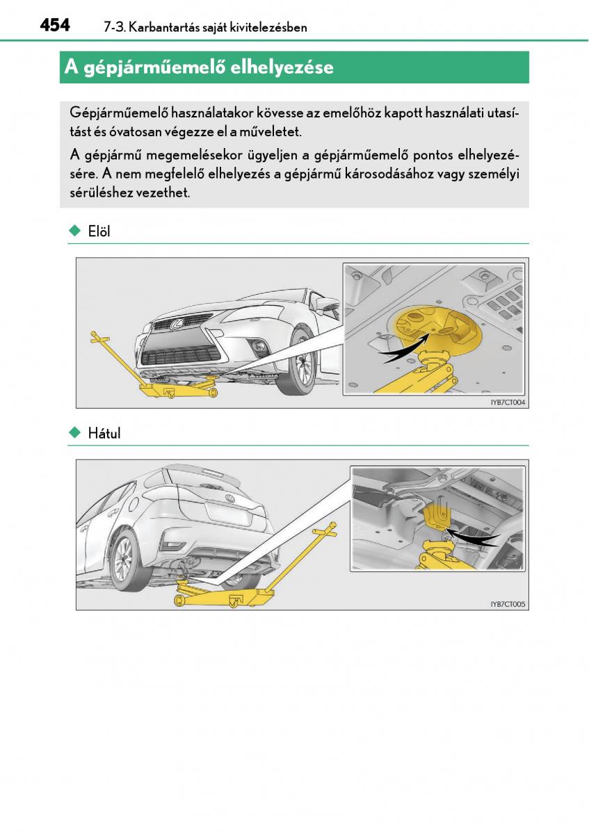 Lexus CT200h Kezelesi utmutato / page 454