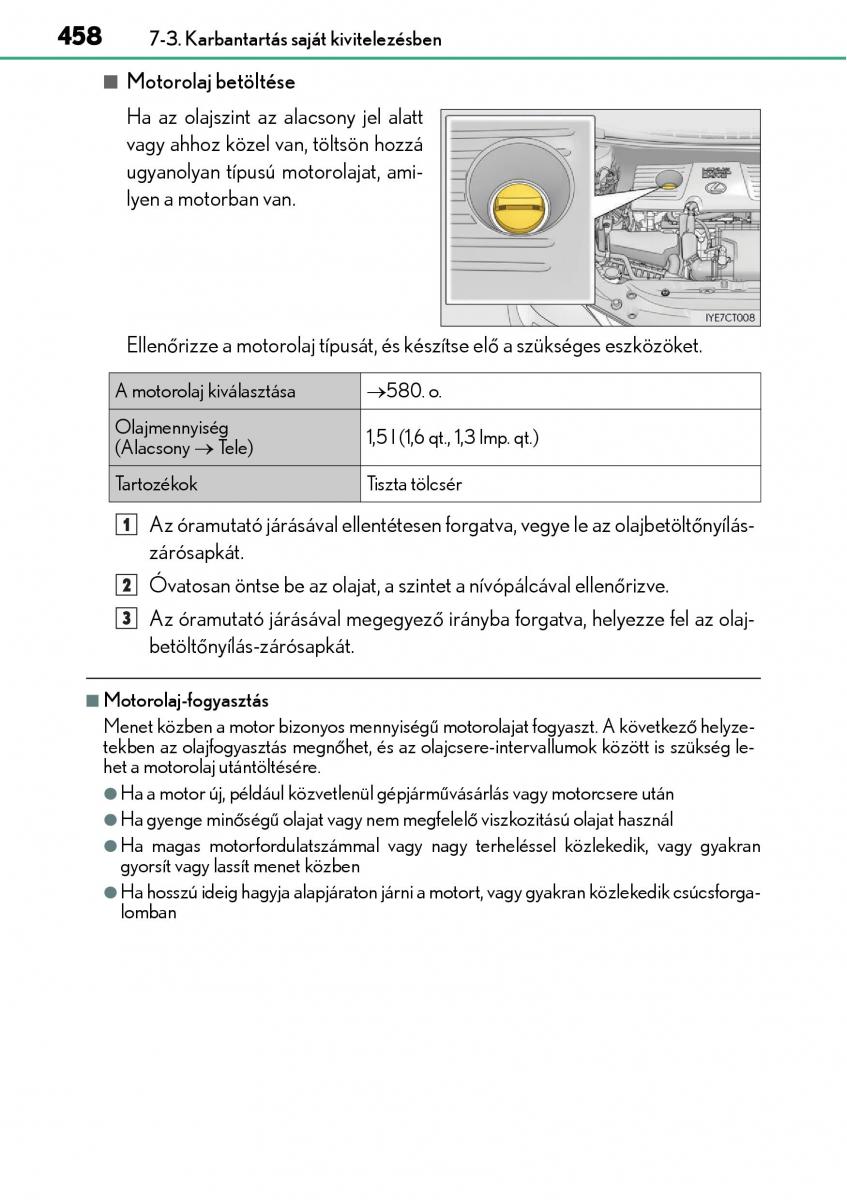 Lexus CT200h Kezelesi utmutato / page 458
