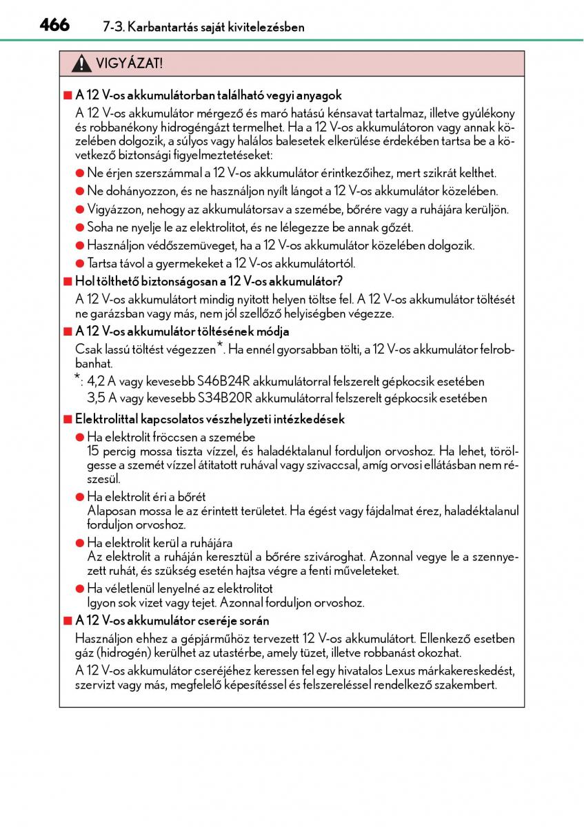 Lexus CT200h Kezelesi utmutato / page 466