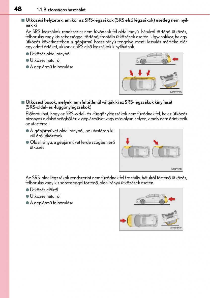 Lexus CT200h Kezelesi utmutato / page 48