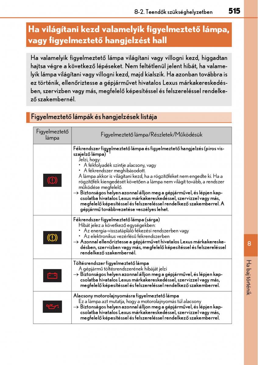 Lexus CT200h Kezelesi utmutato / page 515