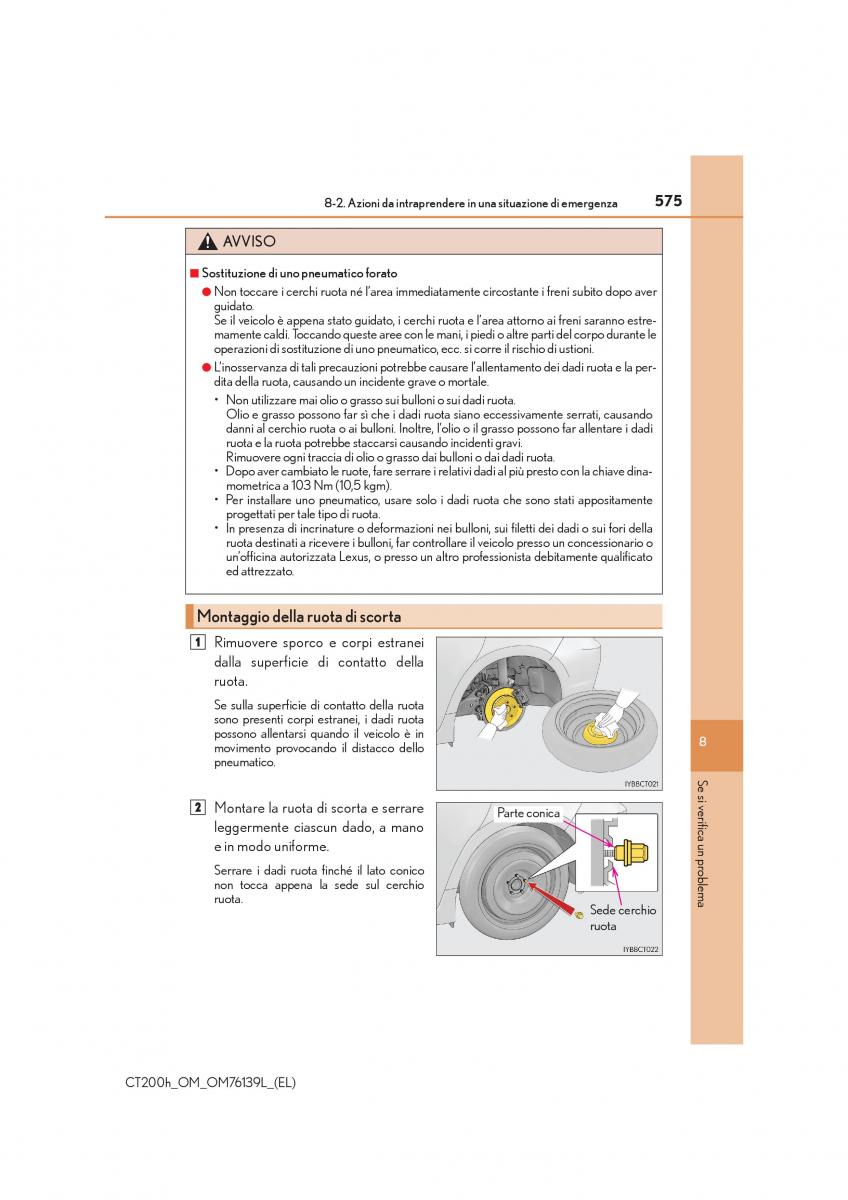Lexus CT200h manuale del proprietario / page 575