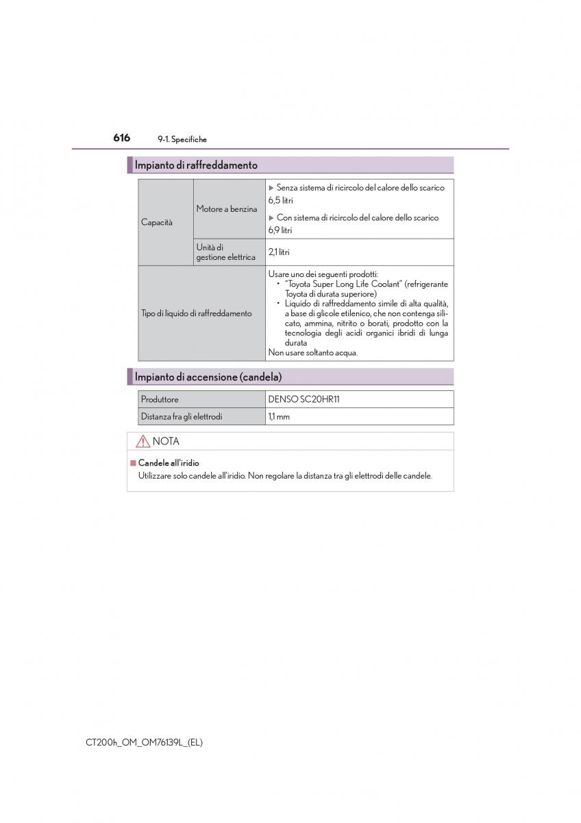 Lexus CT200h manuale del proprietario / page 616
