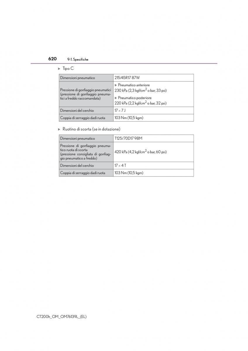 Lexus CT200h manuale del proprietario / page 620