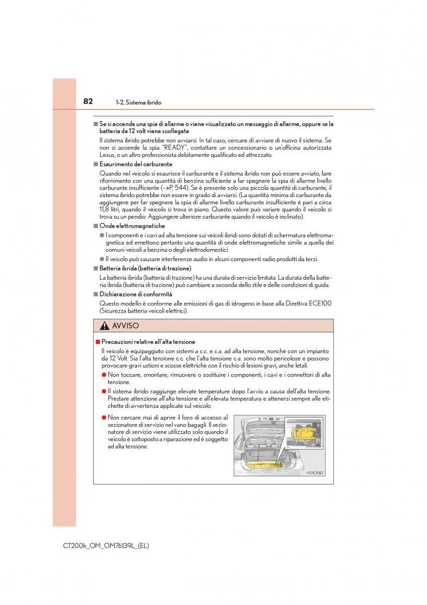 Lexus CT200h manuale del proprietario / page 82