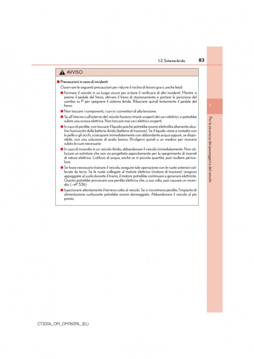 Lexus CT200h manuale del proprietario / page 83