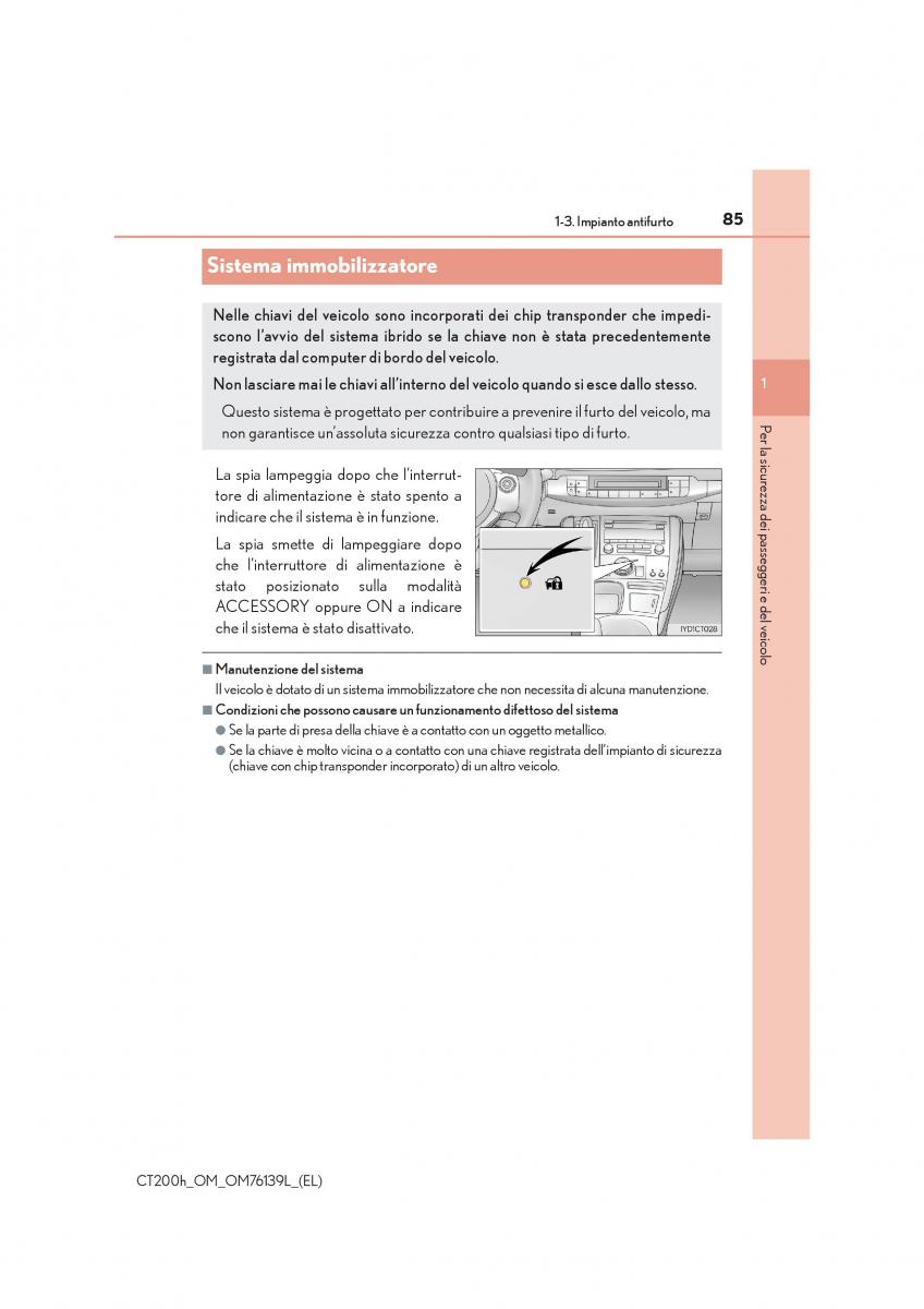 Lexus CT200h manuale del proprietario / page 85