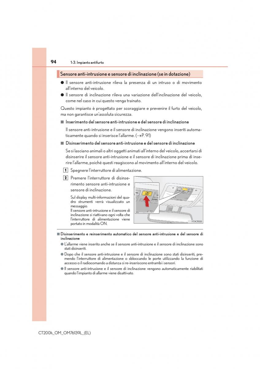 Lexus CT200h manuale del proprietario / page 94