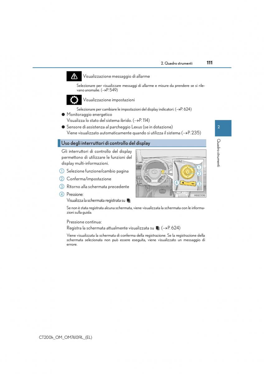 Lexus CT200h manuale del proprietario / page 111