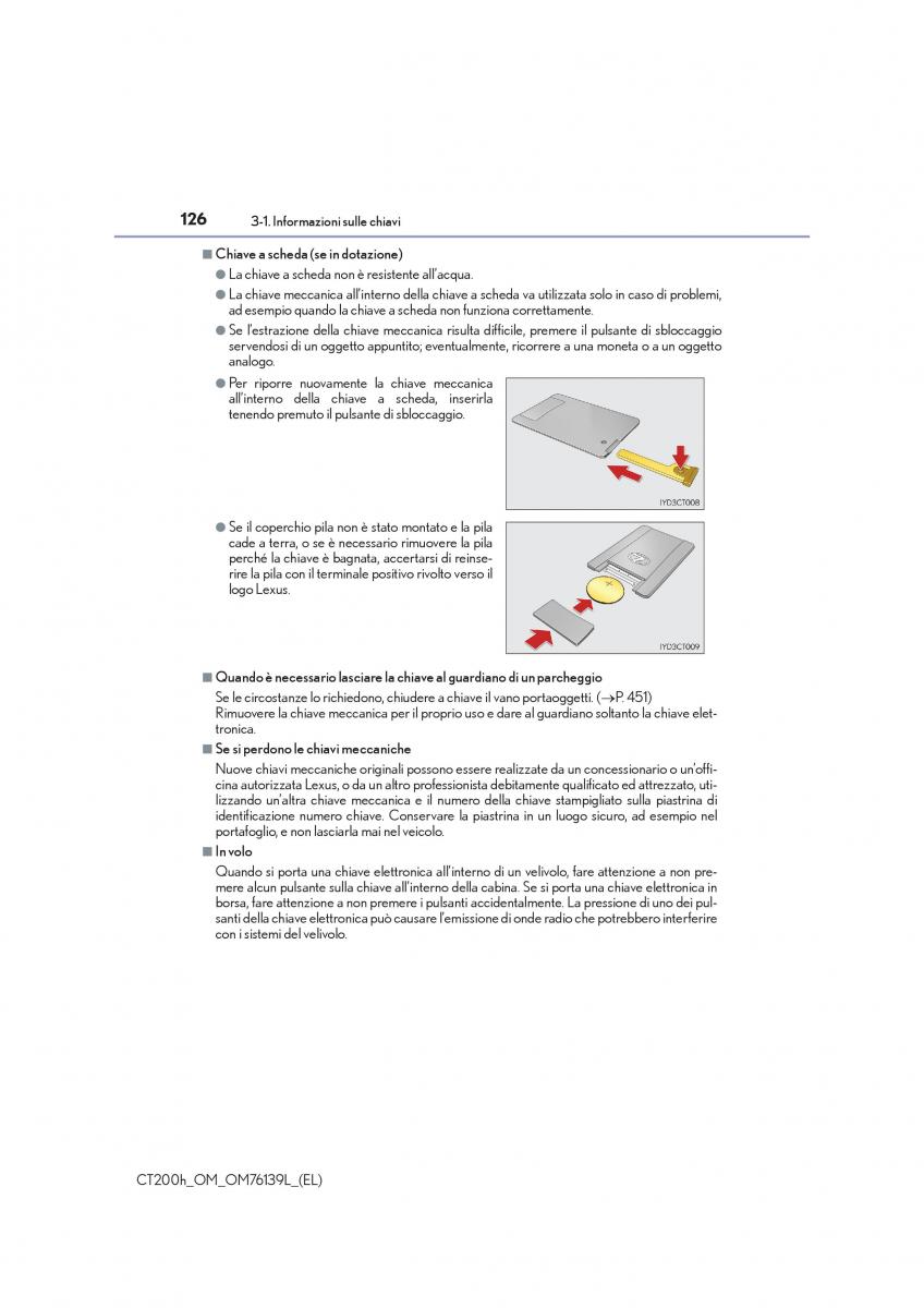 Lexus CT200h manuale del proprietario / page 126