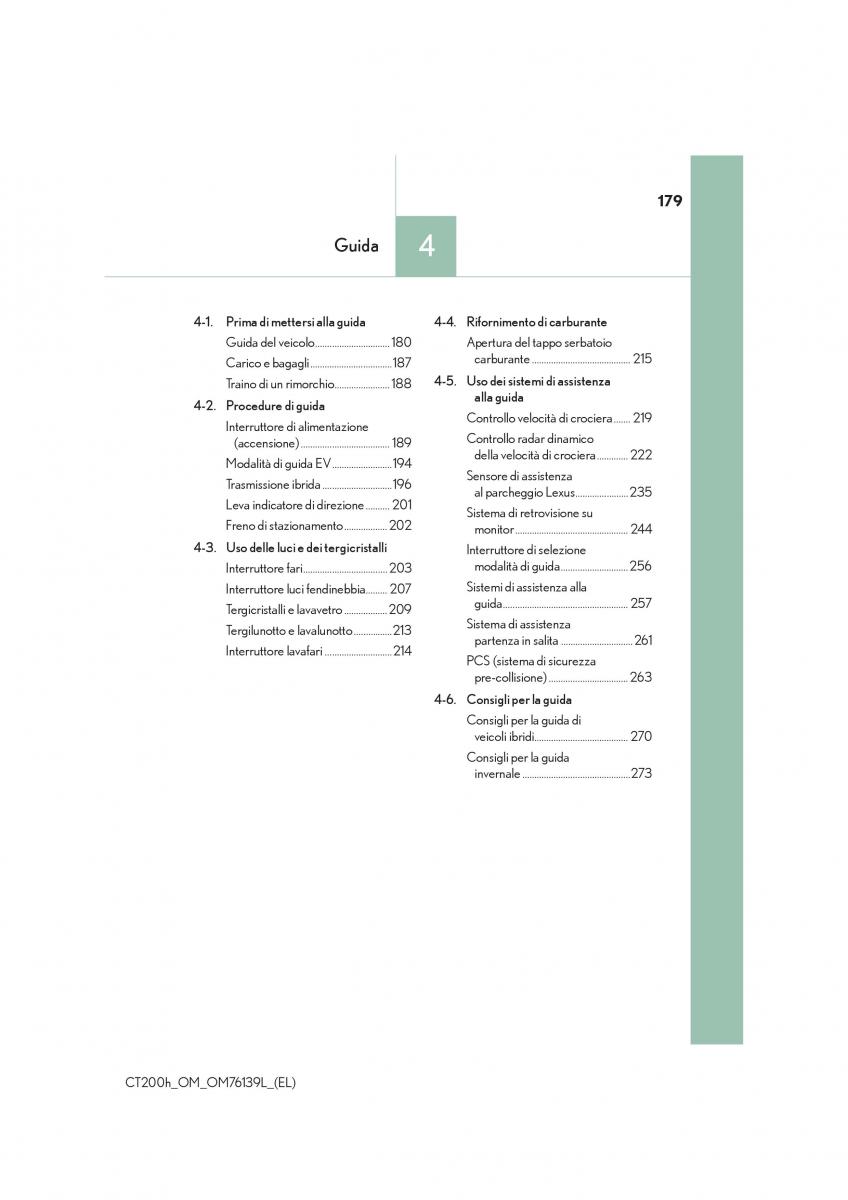 Lexus CT200h manuale del proprietario / page 179
