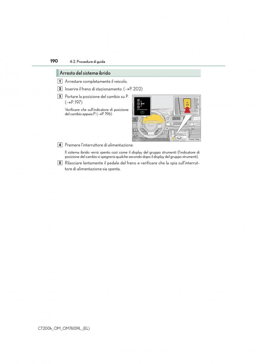 Lexus CT200h manuale del proprietario / page 190