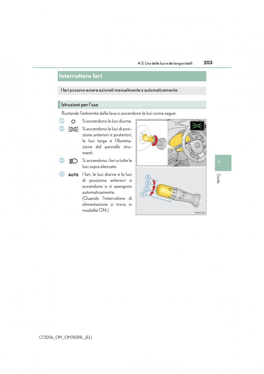 Lexus CT200h manuale del proprietario / page 203