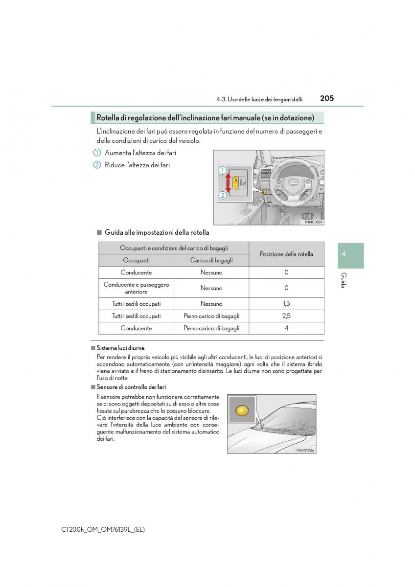 Lexus CT200h manuale del proprietario / page 205