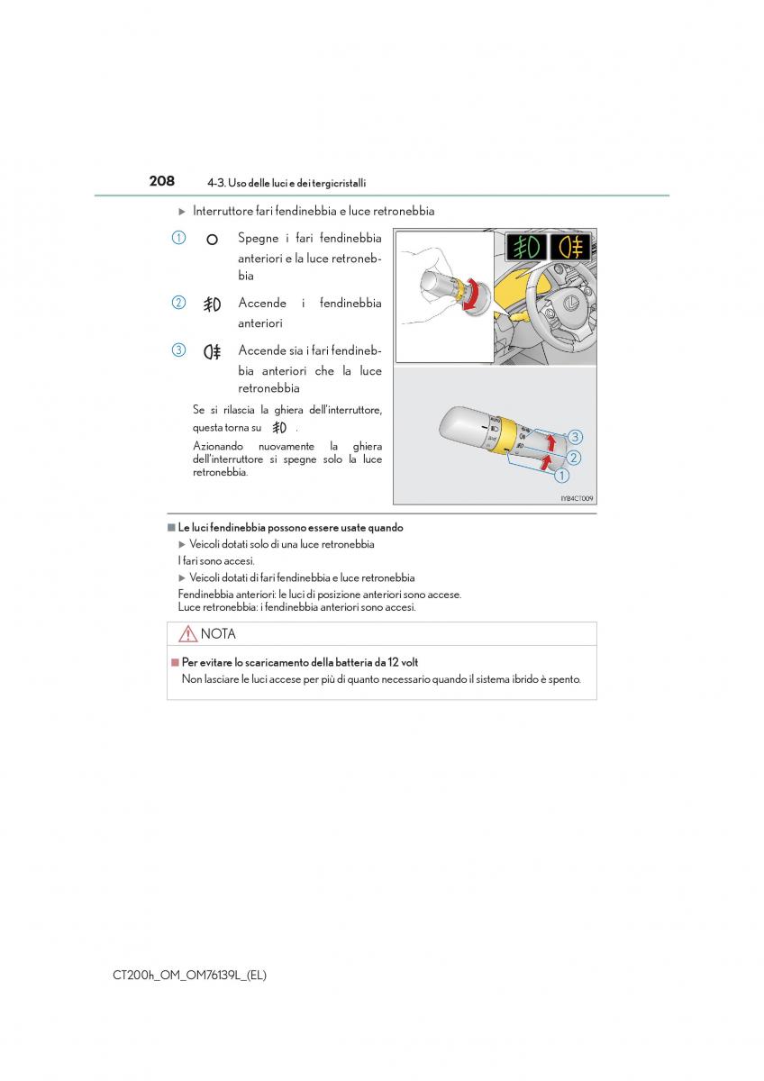 Lexus CT200h manuale del proprietario / page 208