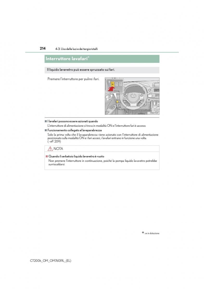 Lexus CT200h manuale del proprietario / page 214