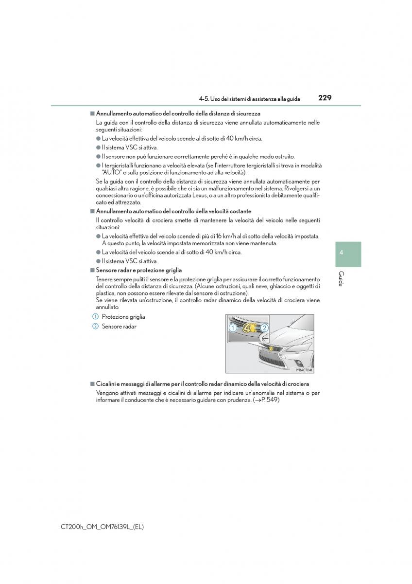 Lexus CT200h manuale del proprietario / page 229