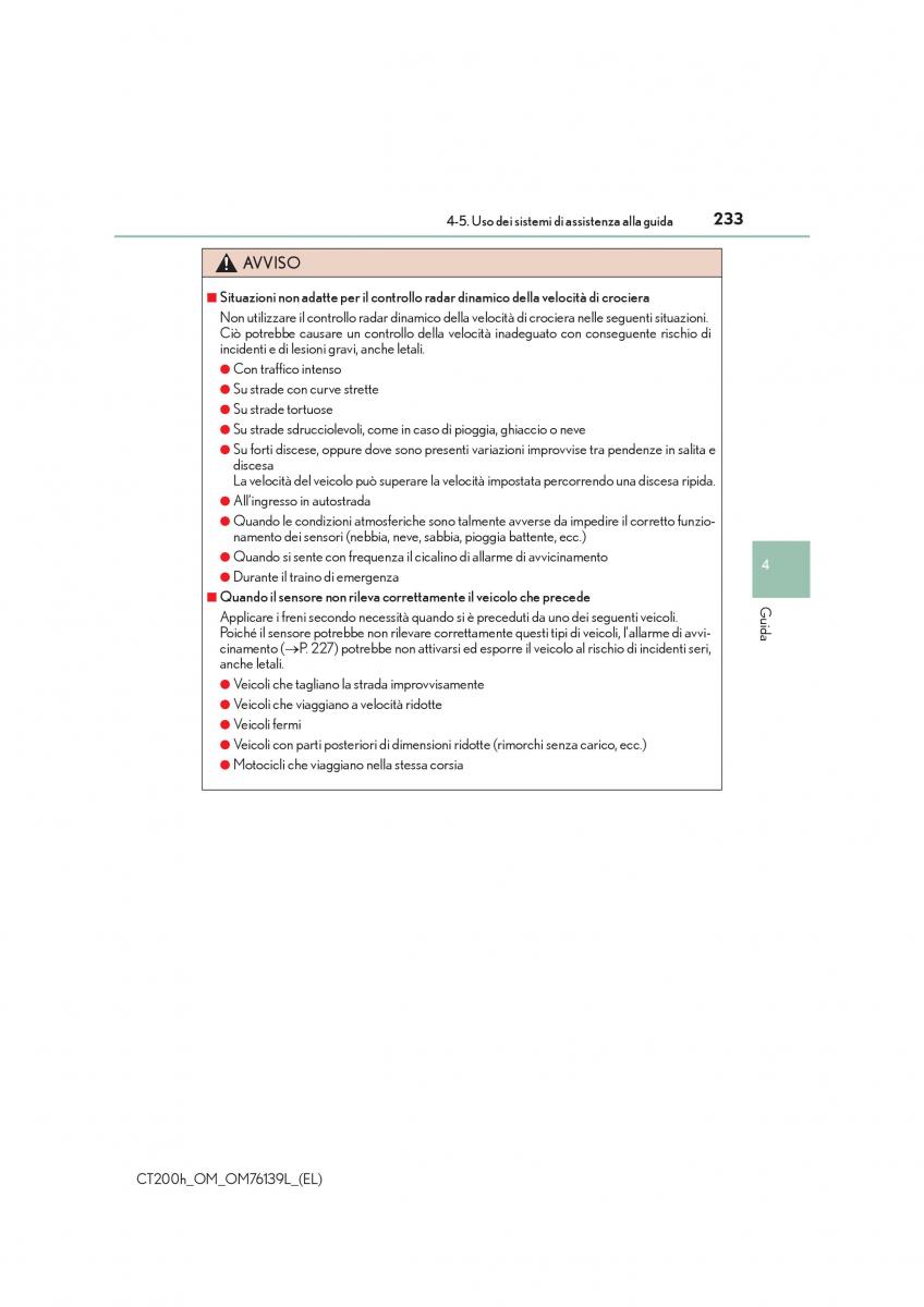 Lexus CT200h manuale del proprietario / page 233