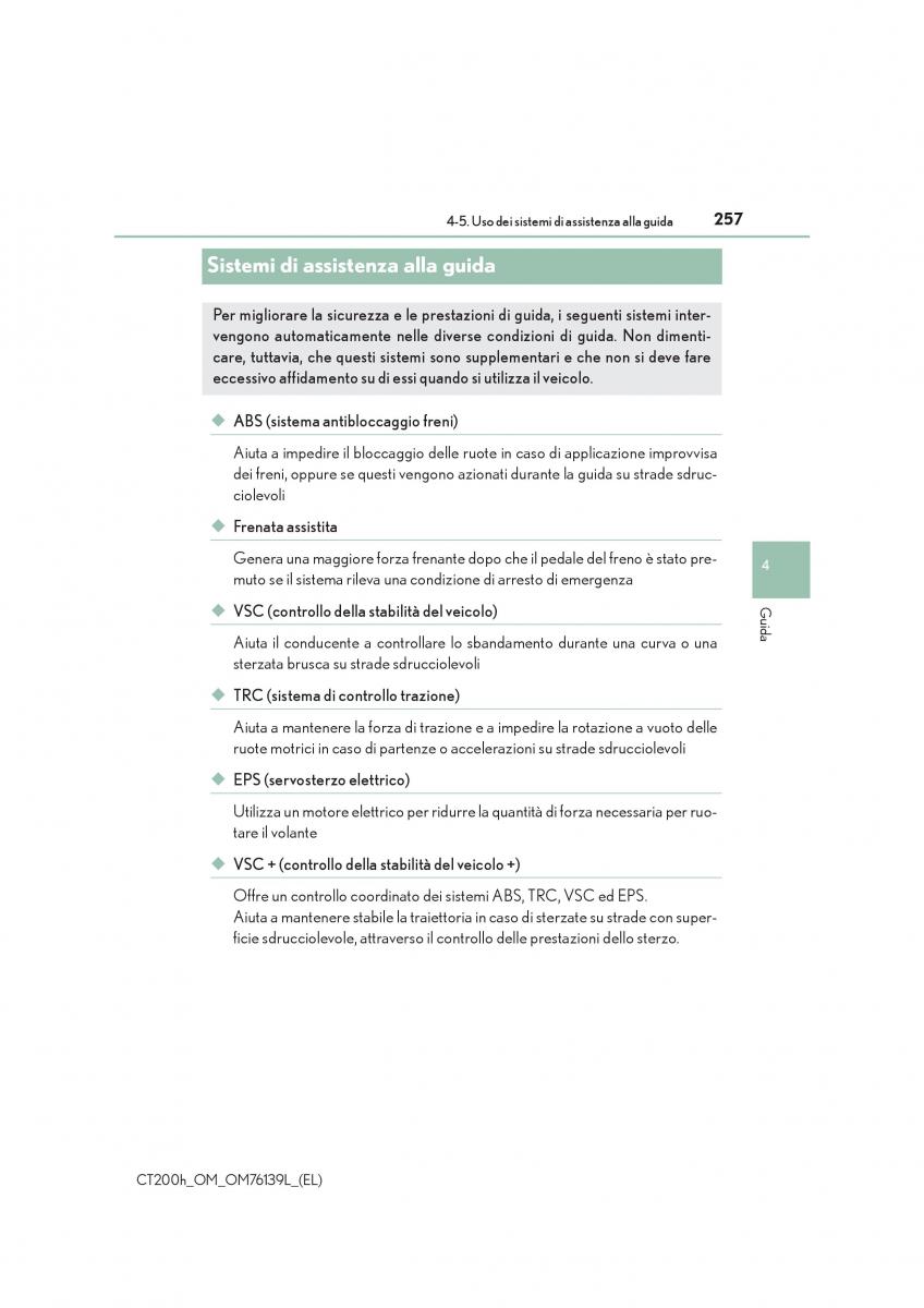 Lexus CT200h manuale del proprietario / page 257