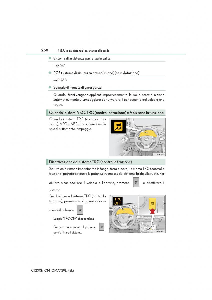 Lexus CT200h manuale del proprietario / page 258