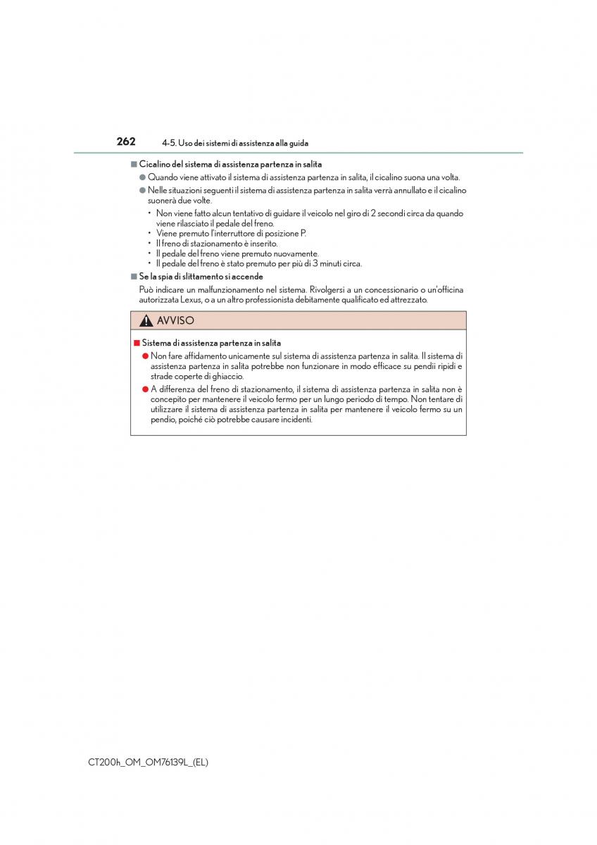 Lexus CT200h manuale del proprietario / page 262