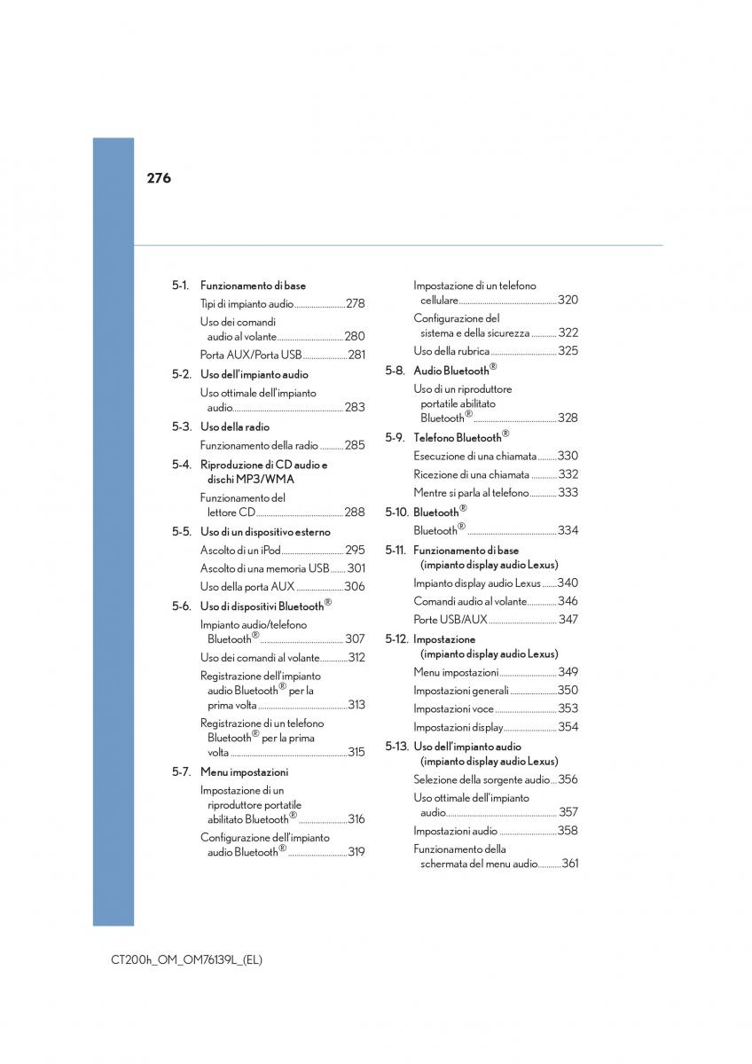 Lexus CT200h manuale del proprietario / page 276