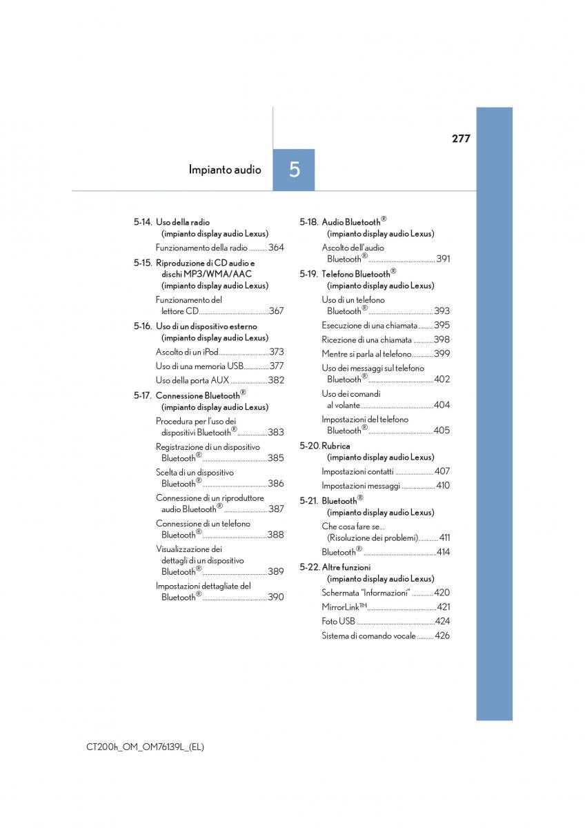 Lexus CT200h manuale del proprietario / page 277