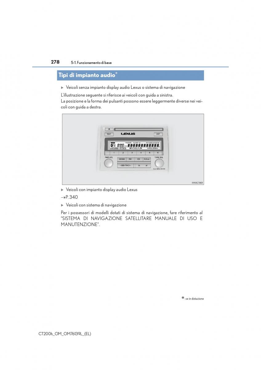 Lexus CT200h manuale del proprietario / page 278
